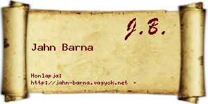 Jahn Barna névjegykártya